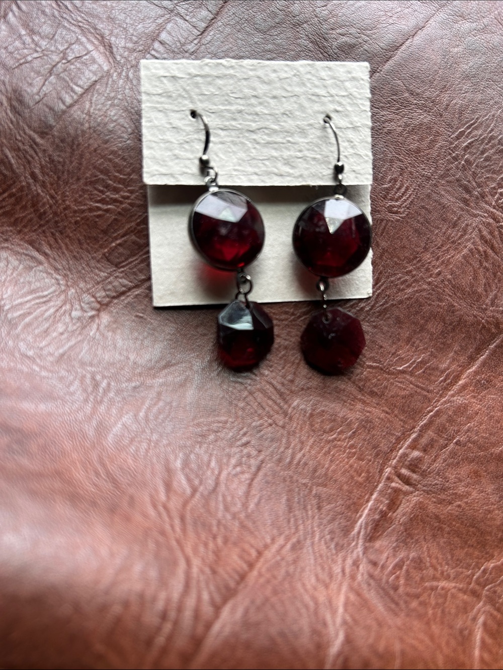 Deep Garnet Drop Dangle Earrings